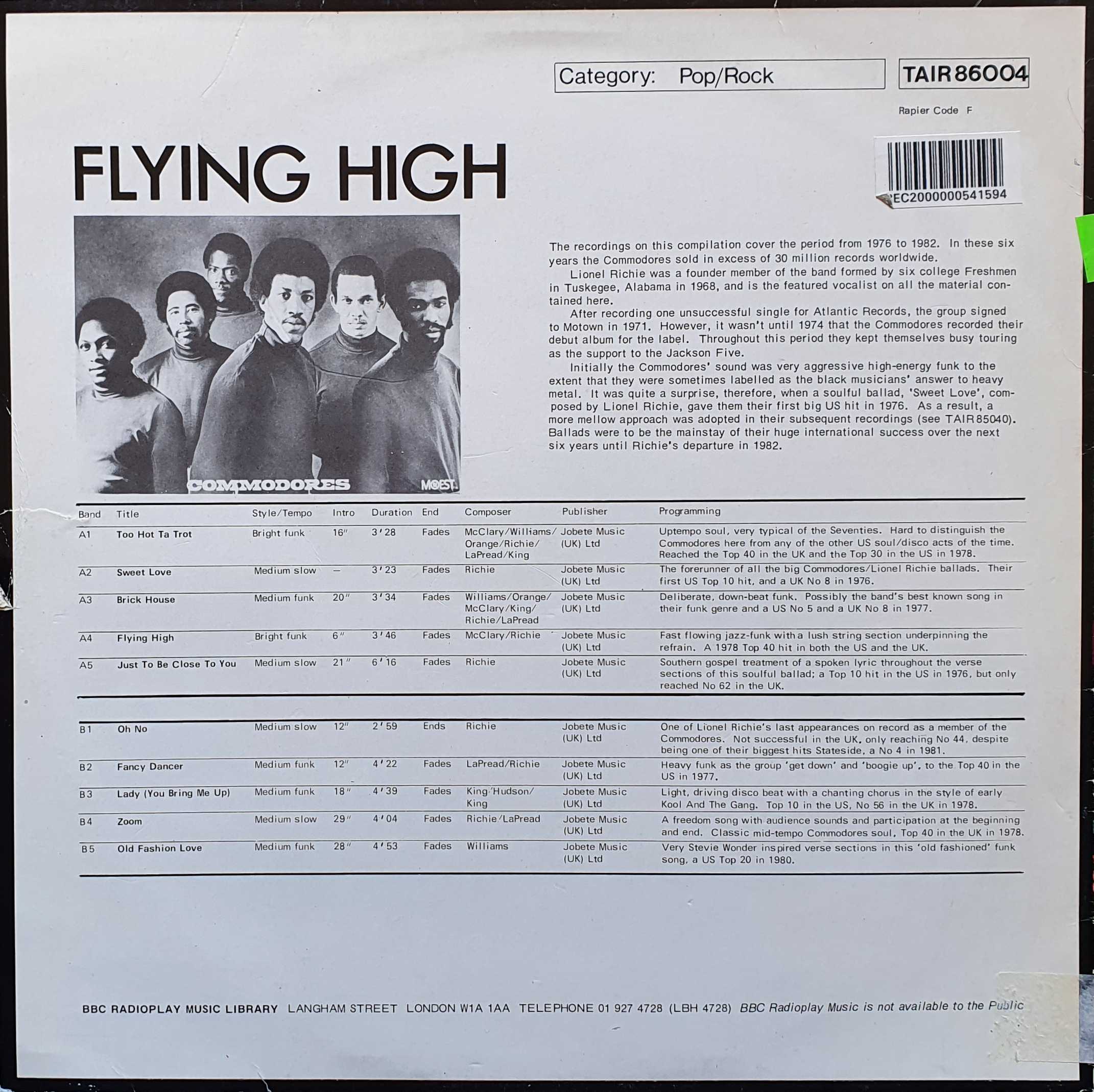 Picture of TAIR 86004 Flying high by artist Commodores from the BBC records and Tapes library